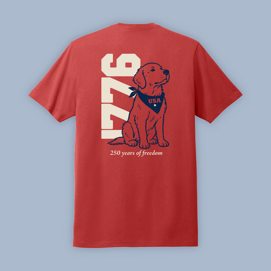 1776 Golden Retriever Tee ~ USA 250th Anniversary