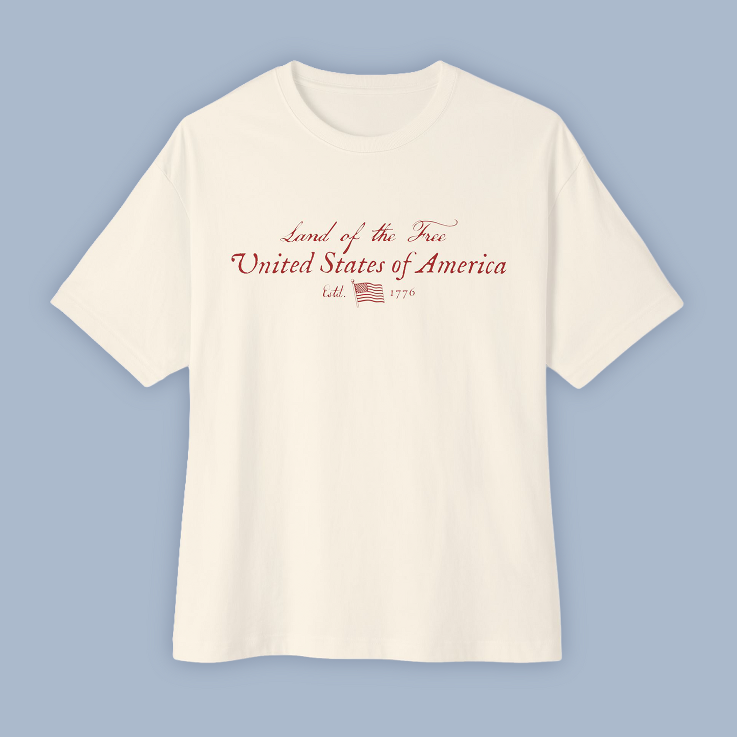 Land of the Free Vintage Script Tee ~ USA 250th Anniversary